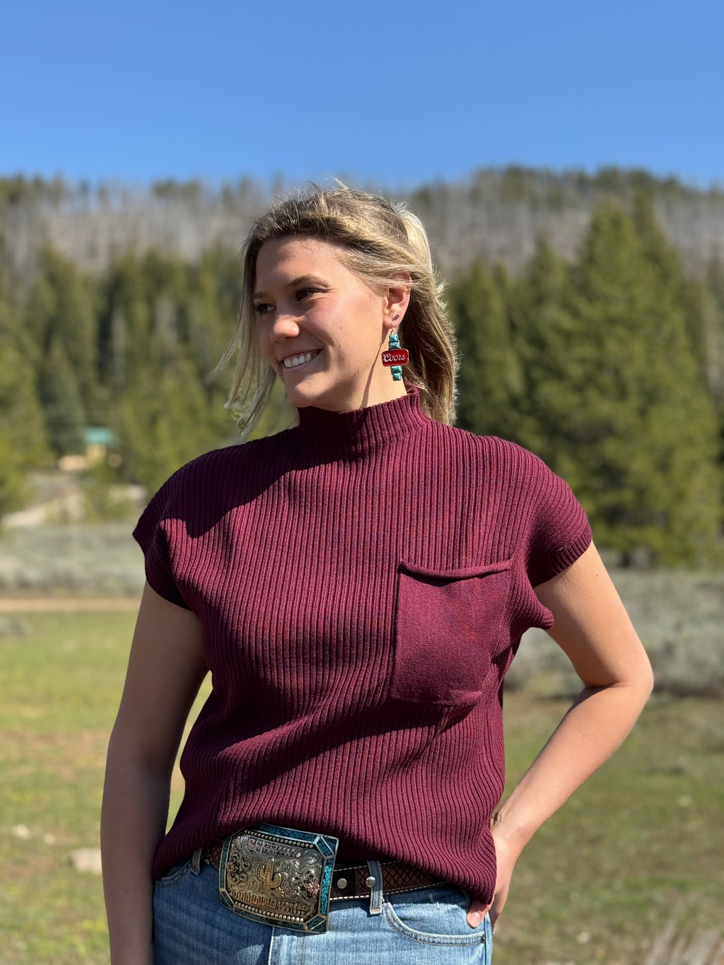 Maroon Mock Neck