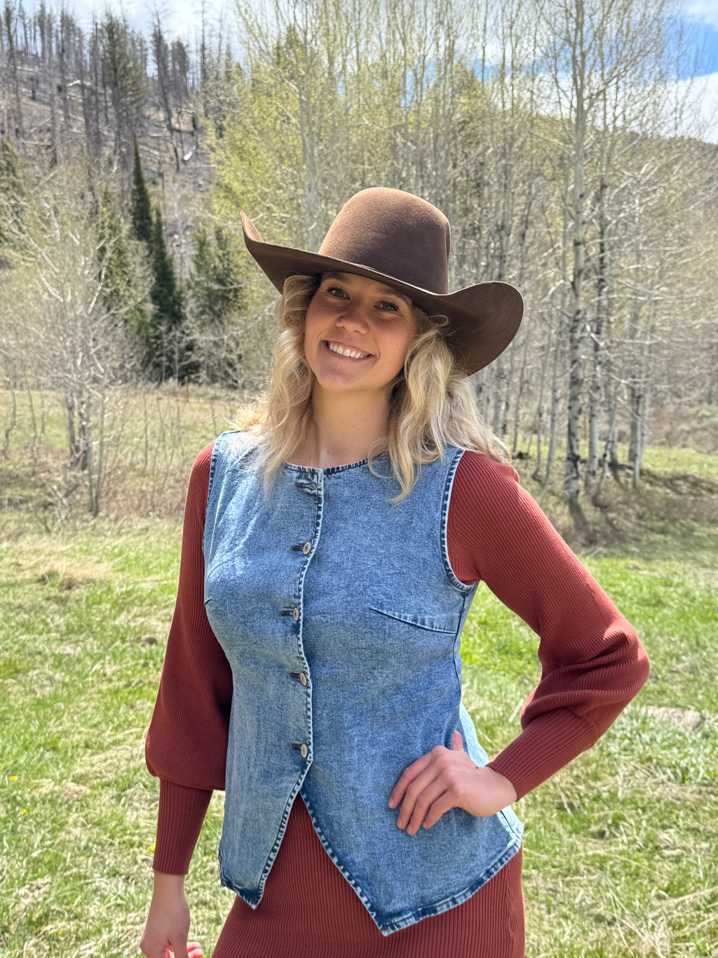 Button Denim Vest