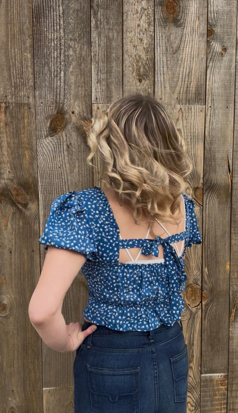 Blue Puff Sleeve